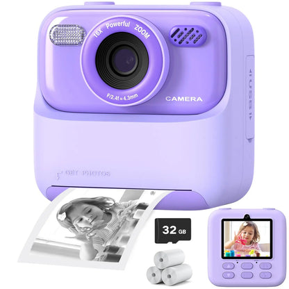SnapJoy | Colorful Fun Kids Instant Camera with HD Selfie and 32GB Memory 0