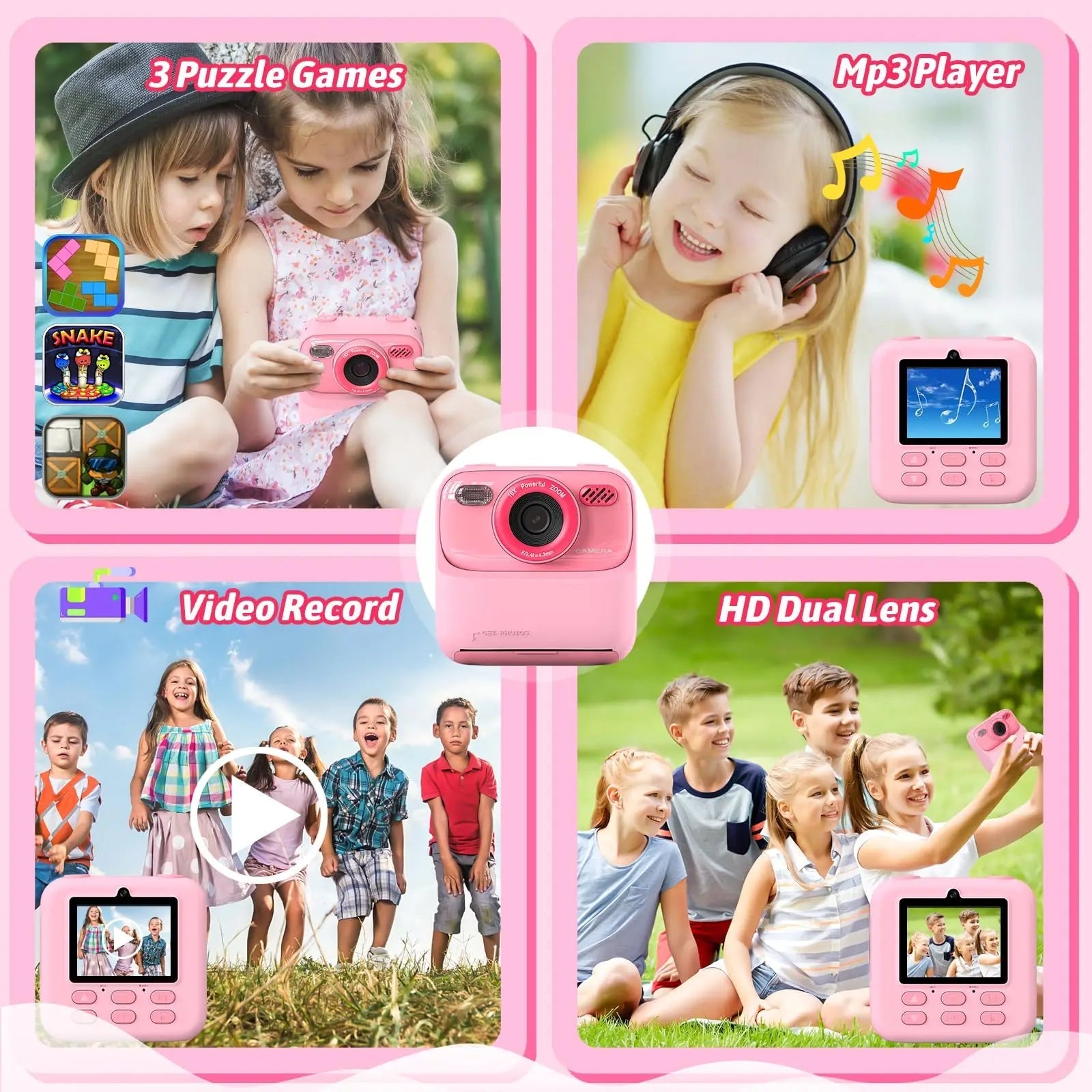 SnapJoy | Colorful Fun Kids Instant Camera with HD Selfie and 32GB Memory 4