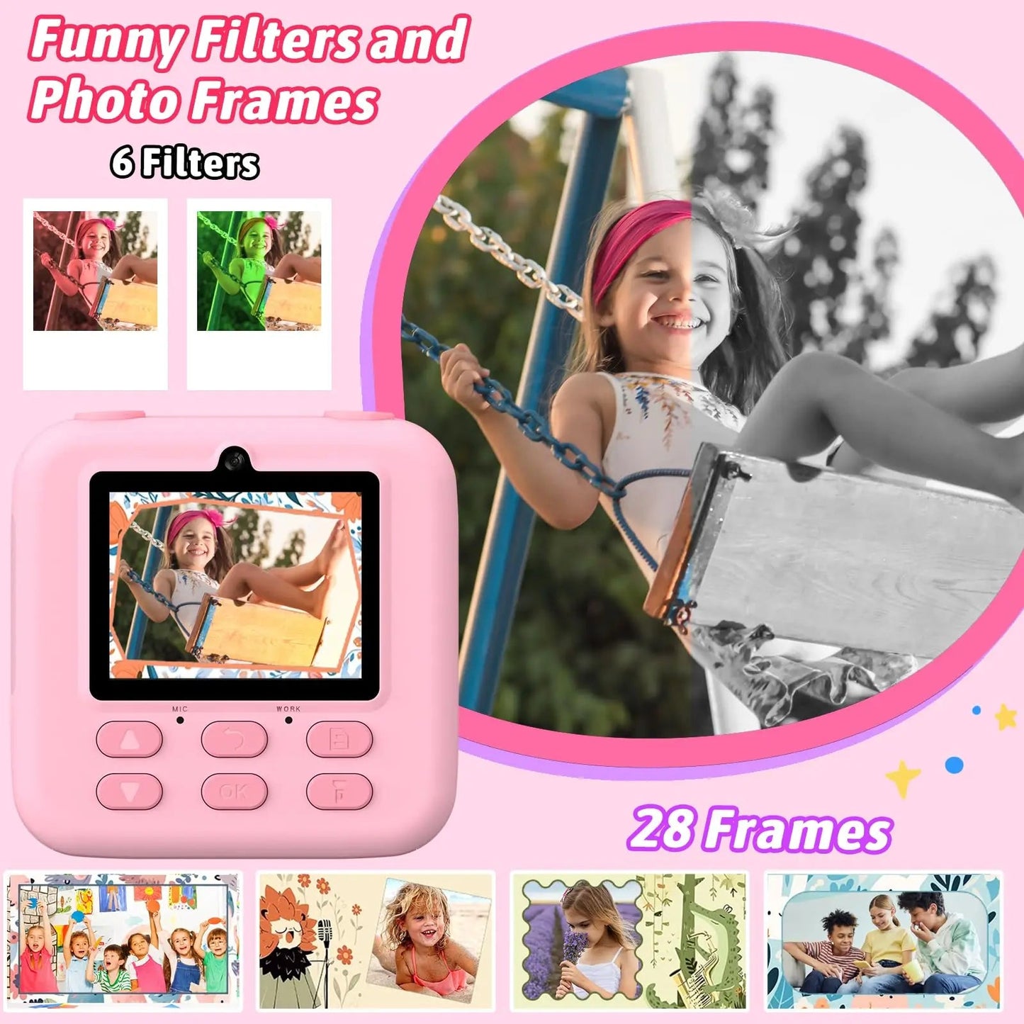 SnapJoy | Colorful Fun Kids Instant Camera with HD Selfie and 32GB Memory 5