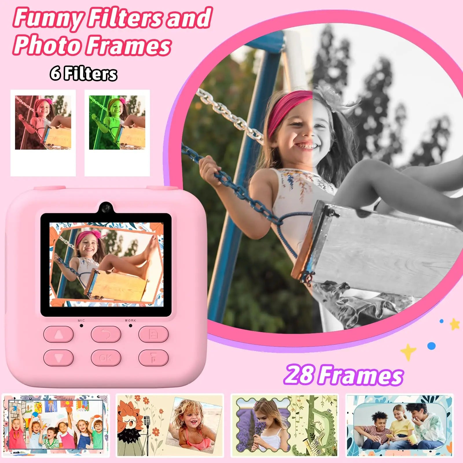 SnapJoy | Colorful Fun Kids Instant Camera with HD Selfie and 32GB Memory 5