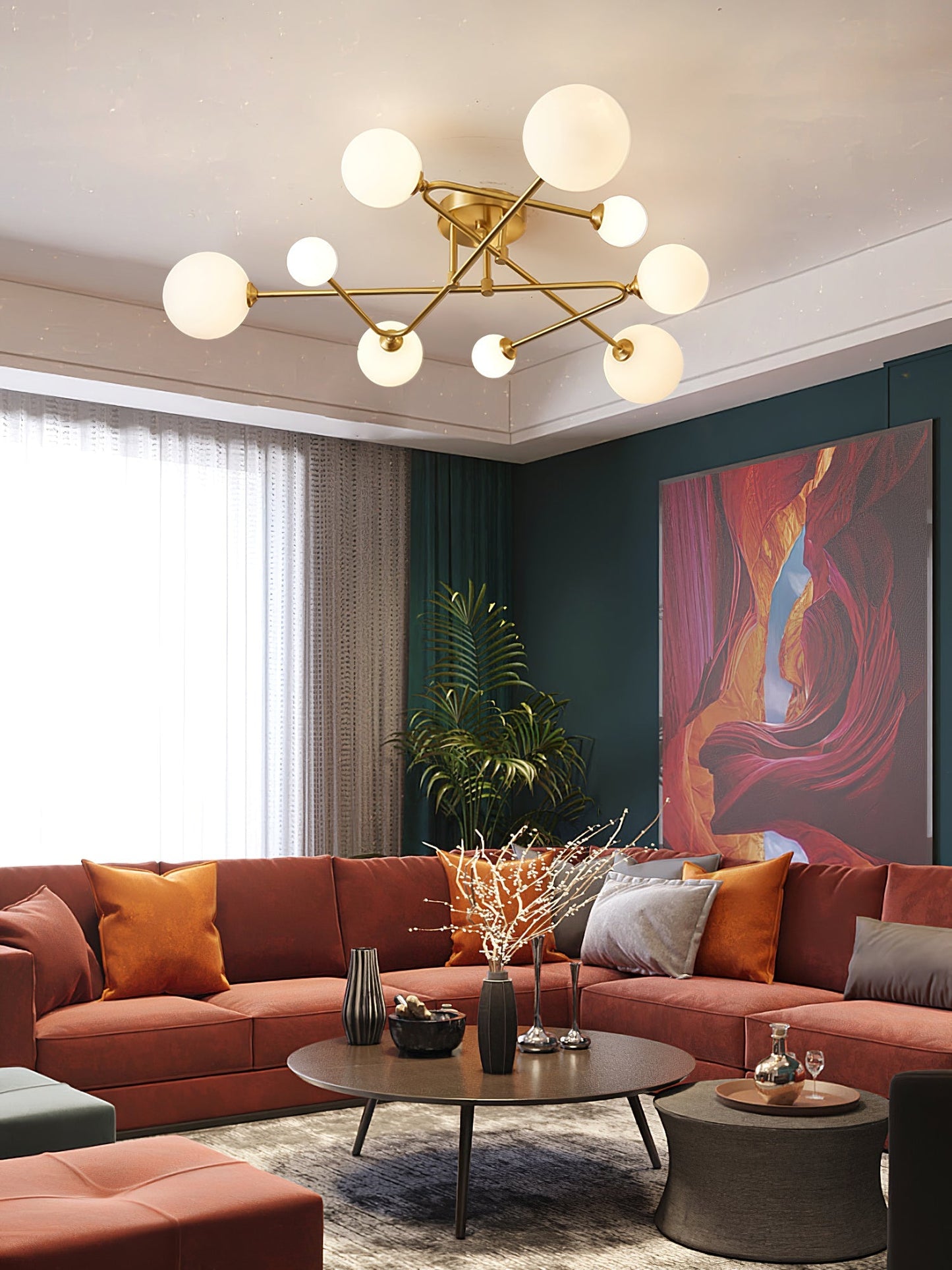 SputnikRadiance - Loftlampe med himmelsk æstetik og blød glød