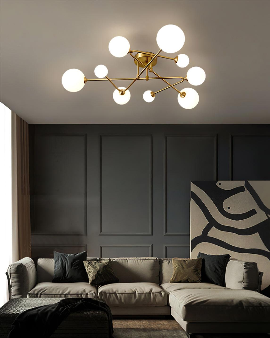 SputnikRadiance - Loftlampe med himmelsk æstetik og blød glød