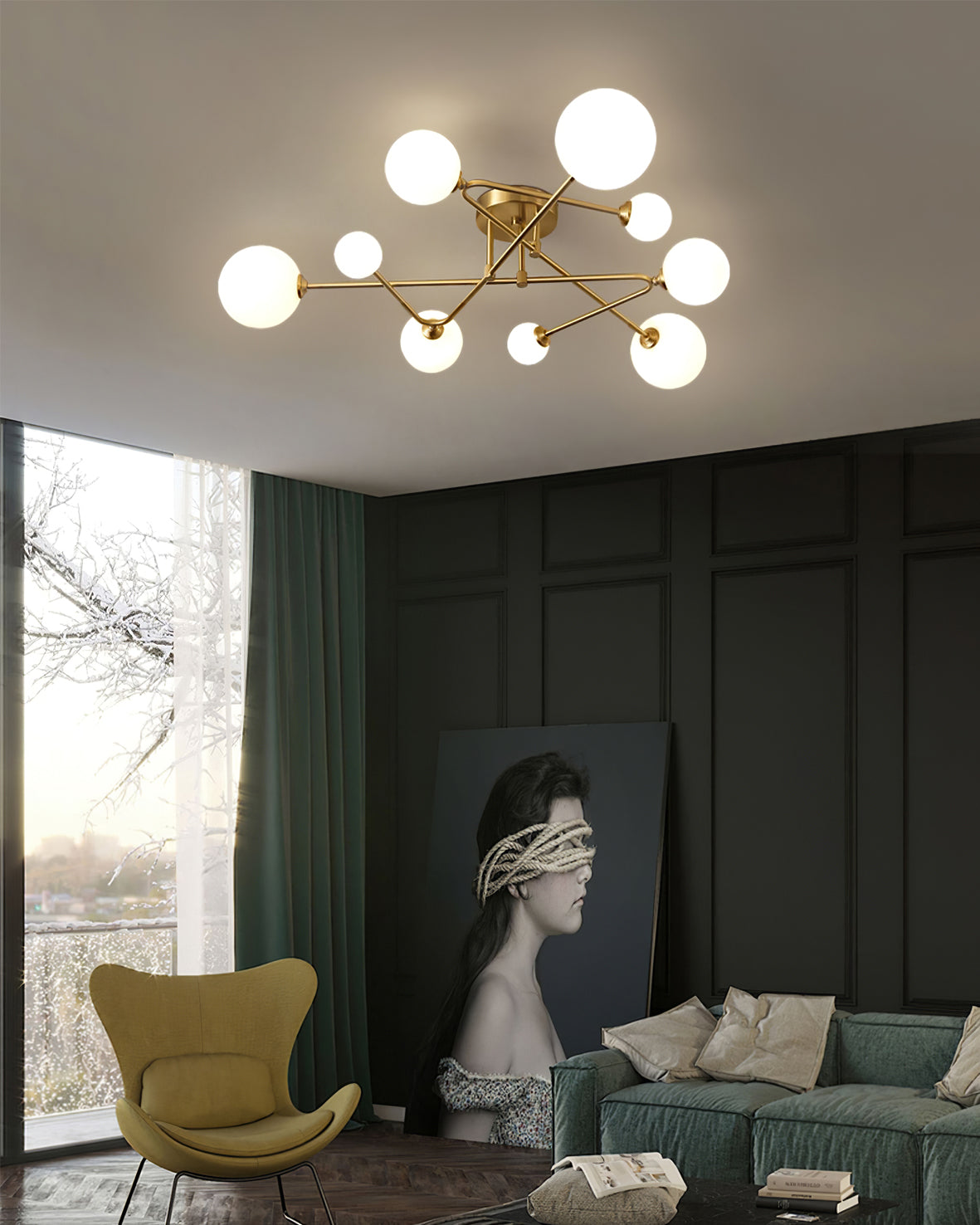 SputnikRadiance - Loftlampe med himmelsk æstetik og blød glød