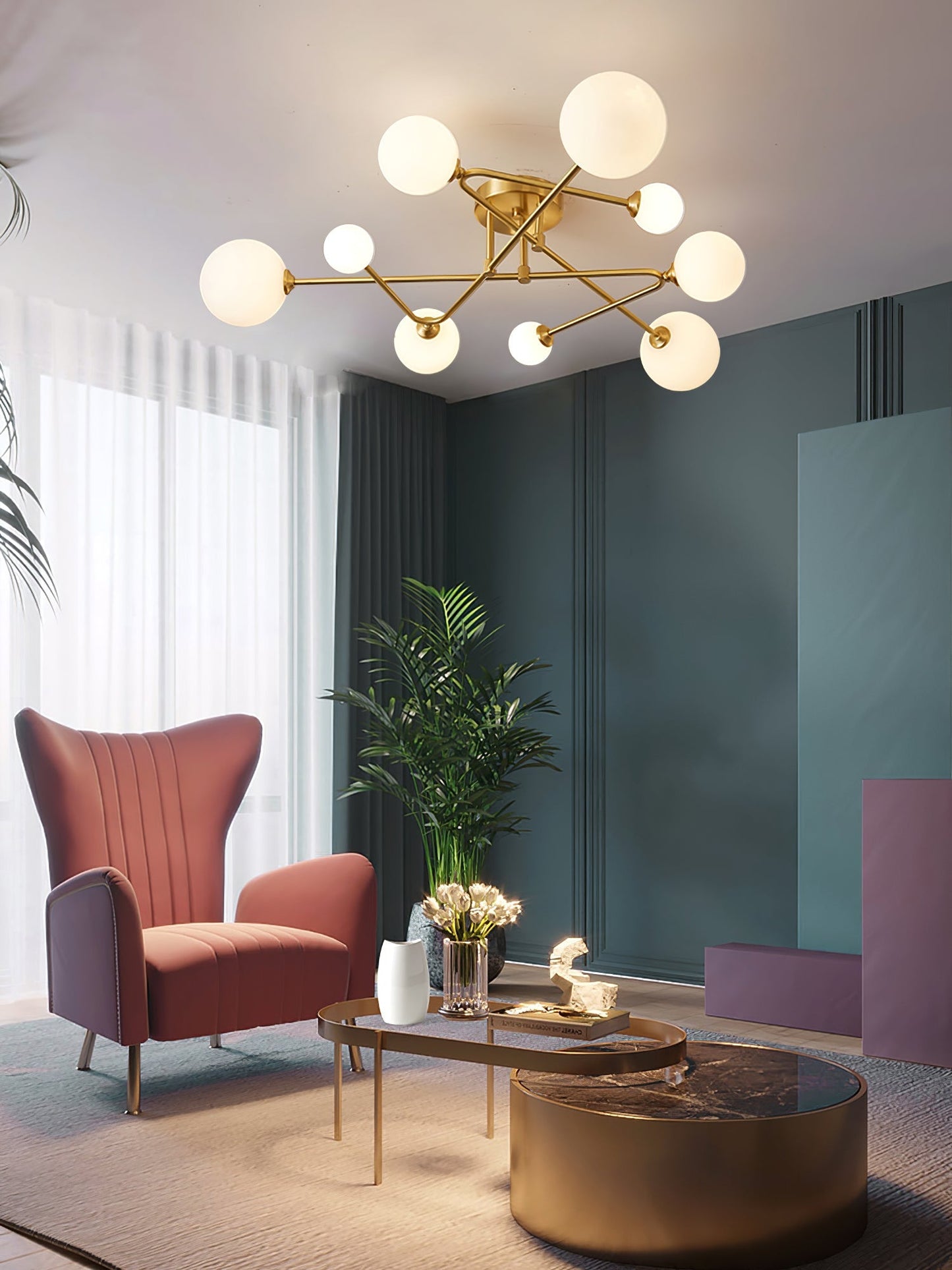 SputnikRadiance - Loftlampe med himmelsk æstetik og blød glød