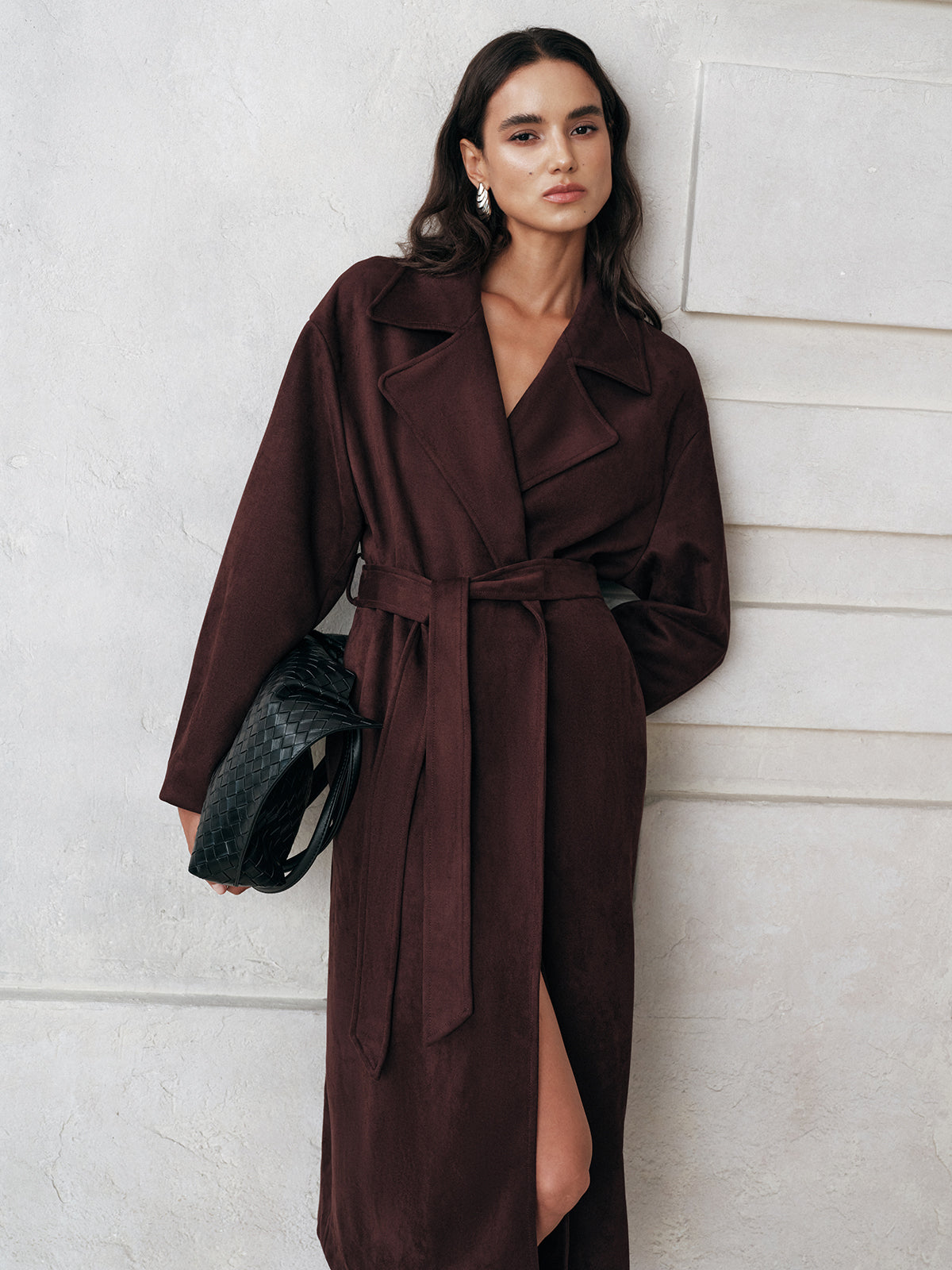 Suede Belted Long Trench Coat 3