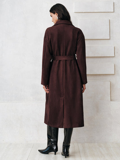 Suede Belted Long Trench Coat 5