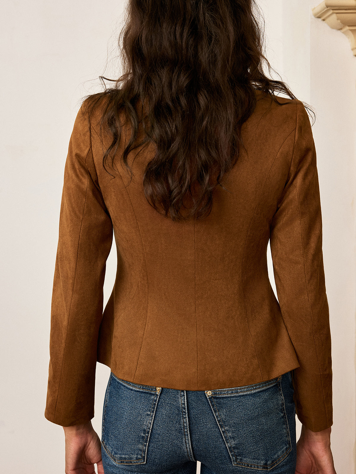 Suede Fitted Metal Button Jacket 5