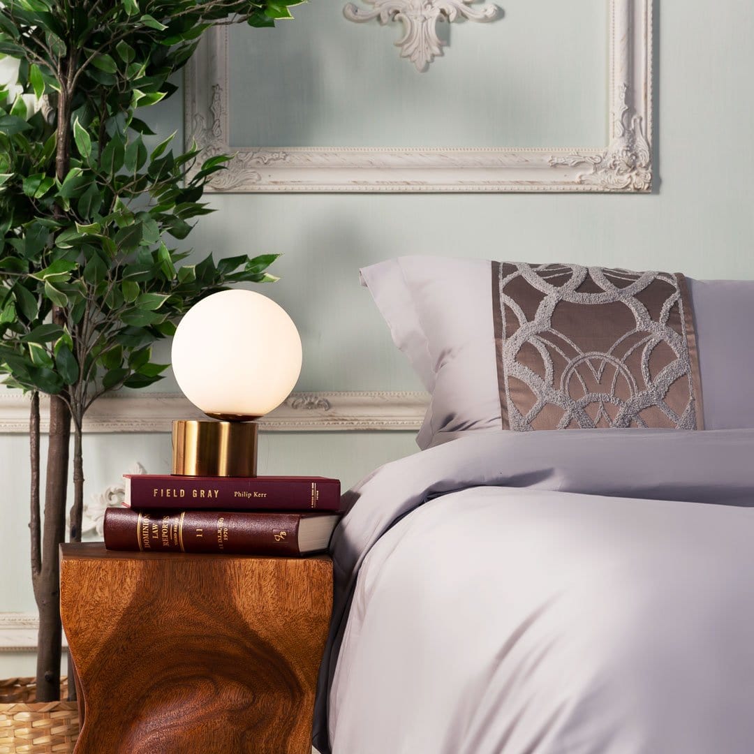 SatinLoom – Ensemble de housse de couette gris élégant avec motif de chaîne