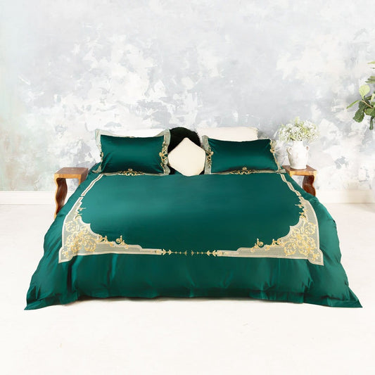 LuxeDream – Serene Green Egyptian Cotton Duvet Cover Set