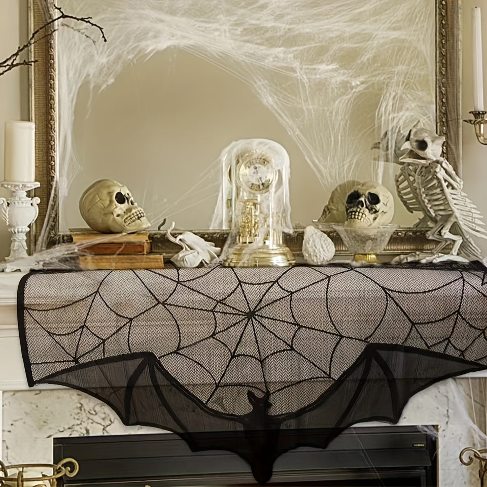 Table Runner Black Lace Halloween Decoration 2