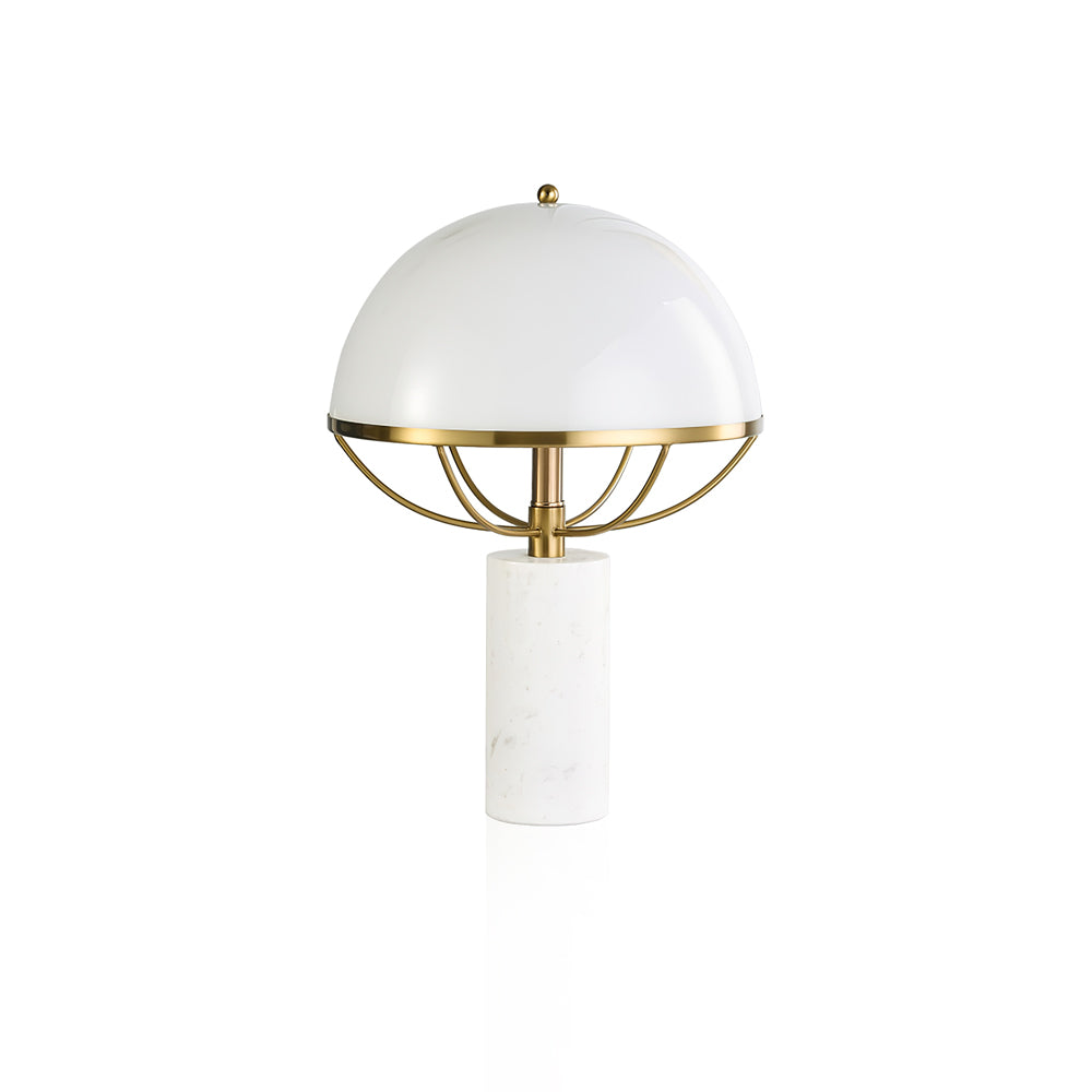 LuxeGlow – Glass Lamp with Golden Finish and Marble Stand