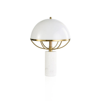 LuxeGlow – Glass Lamp with Golden Finish and Marble Stand