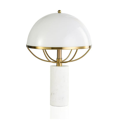 LuxeGlow – Glass Lamp with Golden Finish and Marble Stand