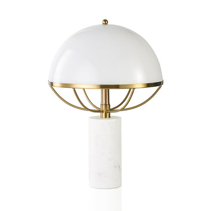 LuxeGlow – Glass Lamp with Golden Finish and Marble Stand