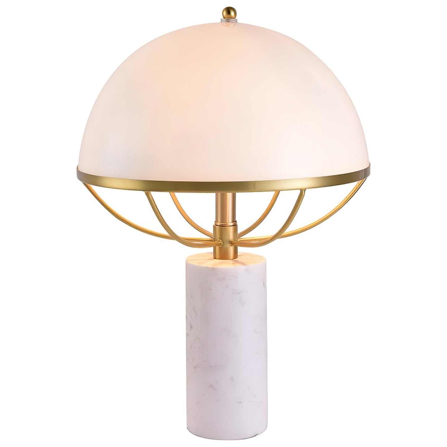 LuxeGlow – Glass Lamp with Golden Finish and Marble Stand