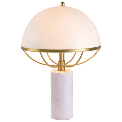 LuxeGlow – Glass Lamp with Golden Finish and Marble Stand