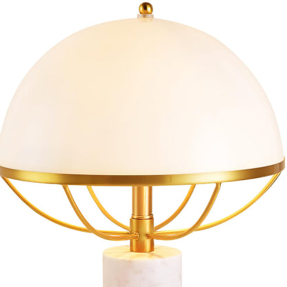 LuxeGlow – Glass Lamp with Golden Finish and Marble Stand