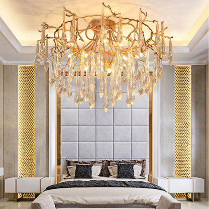 CrystalGlow - Lámpara de Techo con Cristales de Gota Radiante