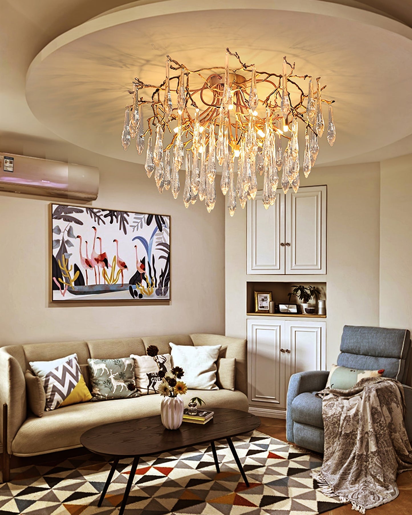 CrystalGlow - Lámpara de Techo con Cristales de Gota Radiante