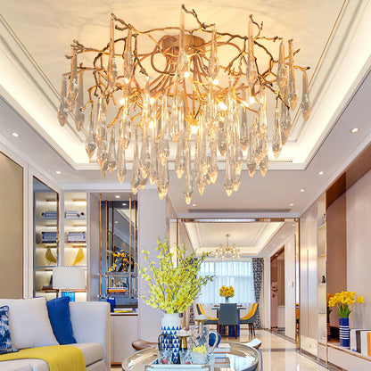 CrystalGlow - Lámpara de Techo con Cristales de Gota Radiante