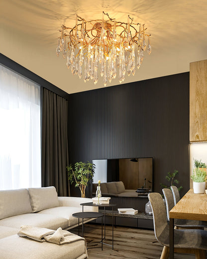 CrystalGlow - Lámpara de Techo con Cristales de Gota Radiante