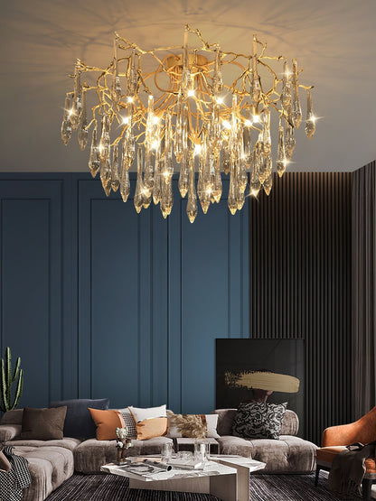 CrystalGlow - Lámpara de Techo con Cristales de Gota Radiante