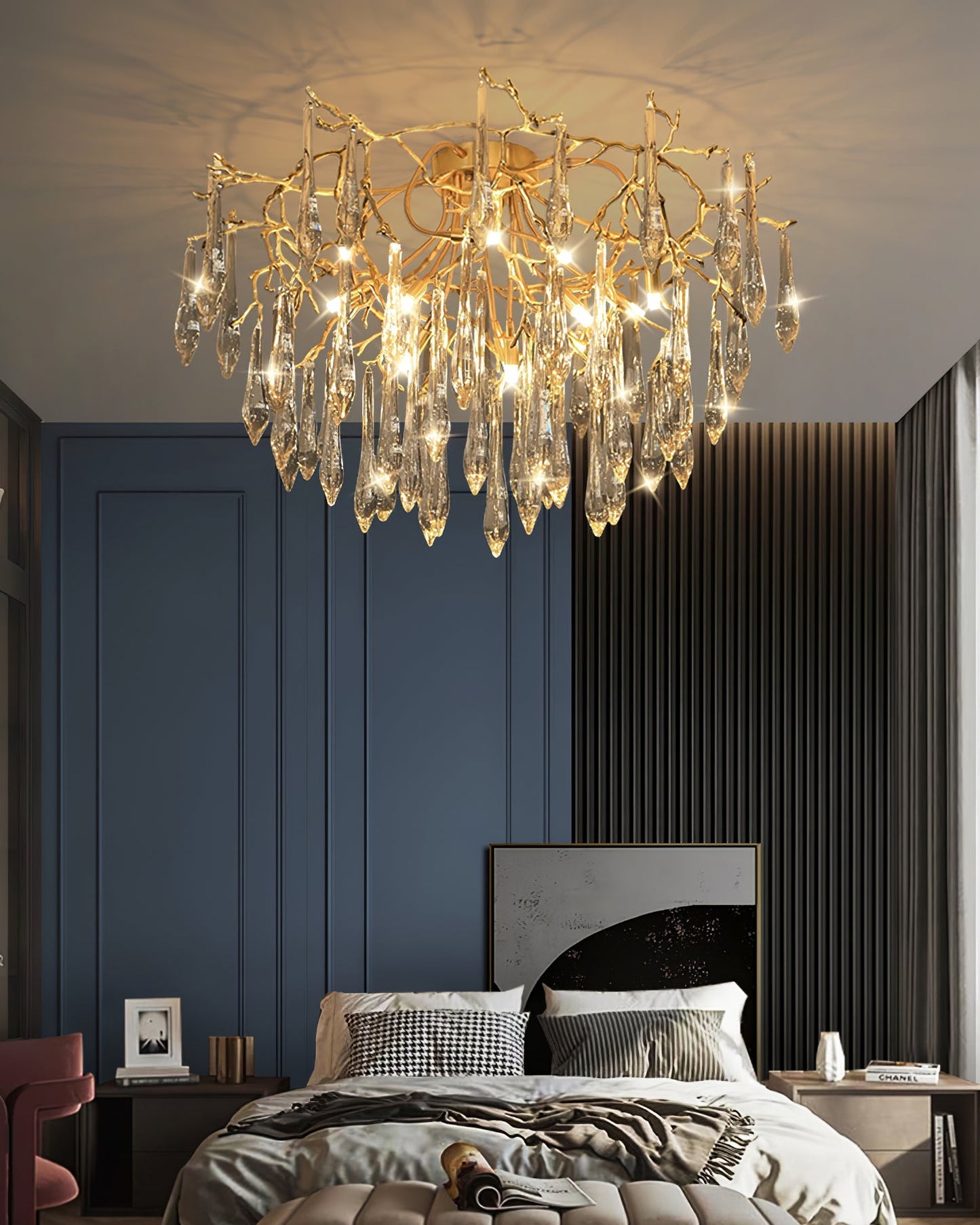 CrystalGlow - Lámpara de Techo con Cristales de Gota Radiante