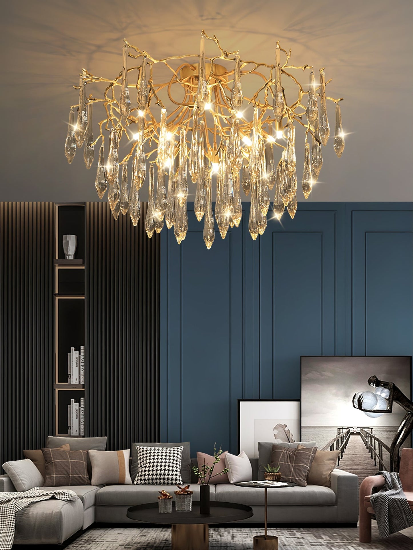 CrystalGlow - Lámpara de Techo con Cristales de Gota Radiante