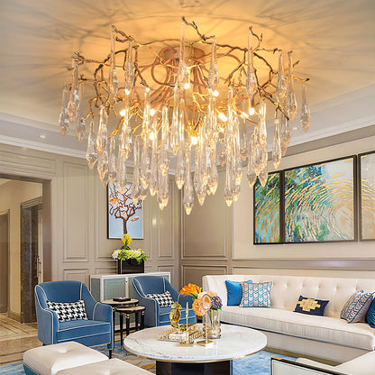 CrystalGlow - Lámpara de Techo con Cristales de Gota Radiante