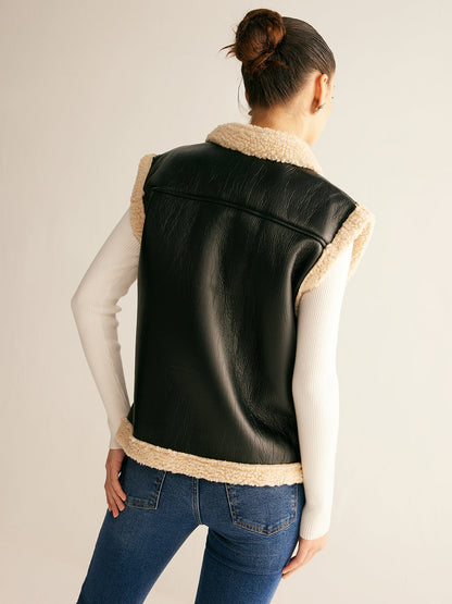 Teddy Lined PU Leather Vest 5
