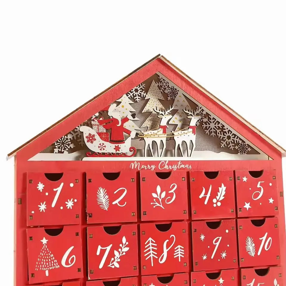TimberGlow | Charming Refillable Wooden Advent Calendar with Lights 3