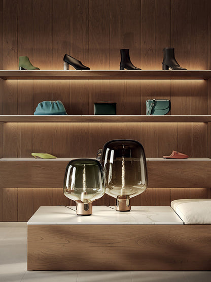 Lysende Glas - Elegant Bordlampe med Varm LED Glød