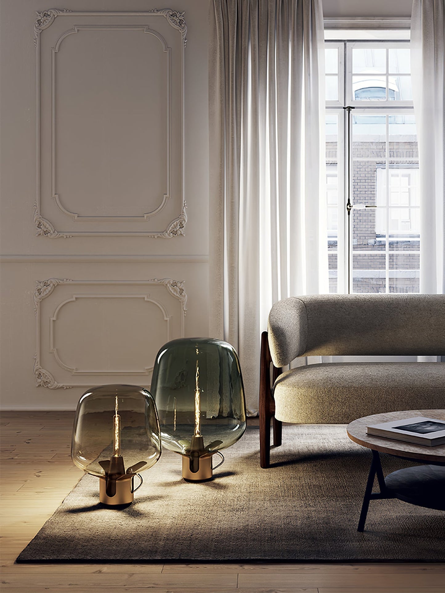 Lysende Glas - Elegant Bordlampe med Varm LED Glød