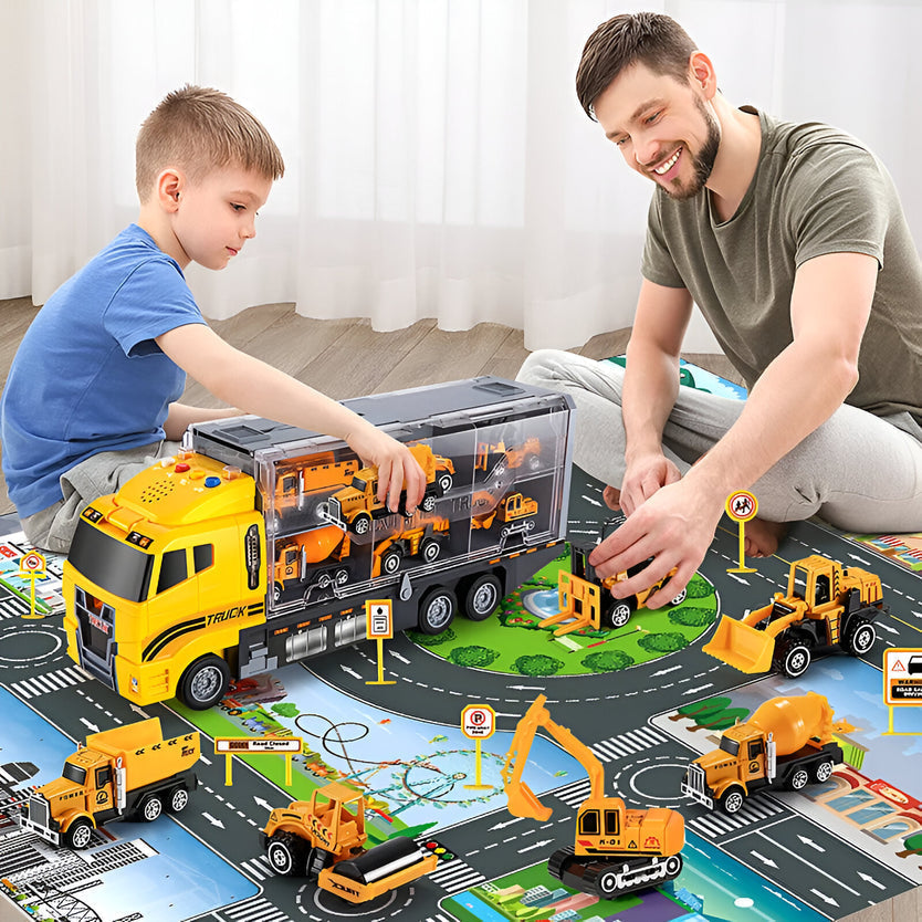 Toy Construction Vehicle Set with Carry Case 0