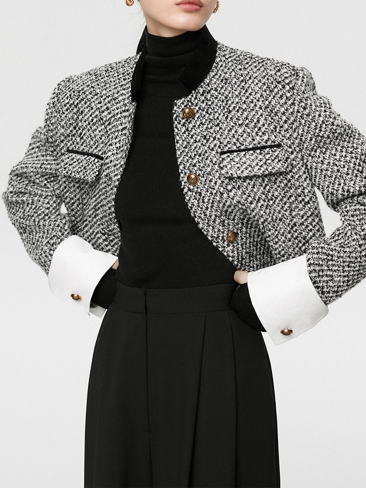 Tweed Boucle Crop Blazer 0