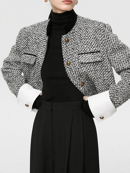Tweed Boucle Crop Blazer 0