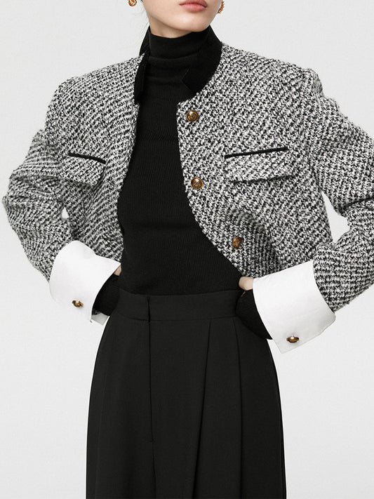 Tweed Boucle Crop Blazer 0
