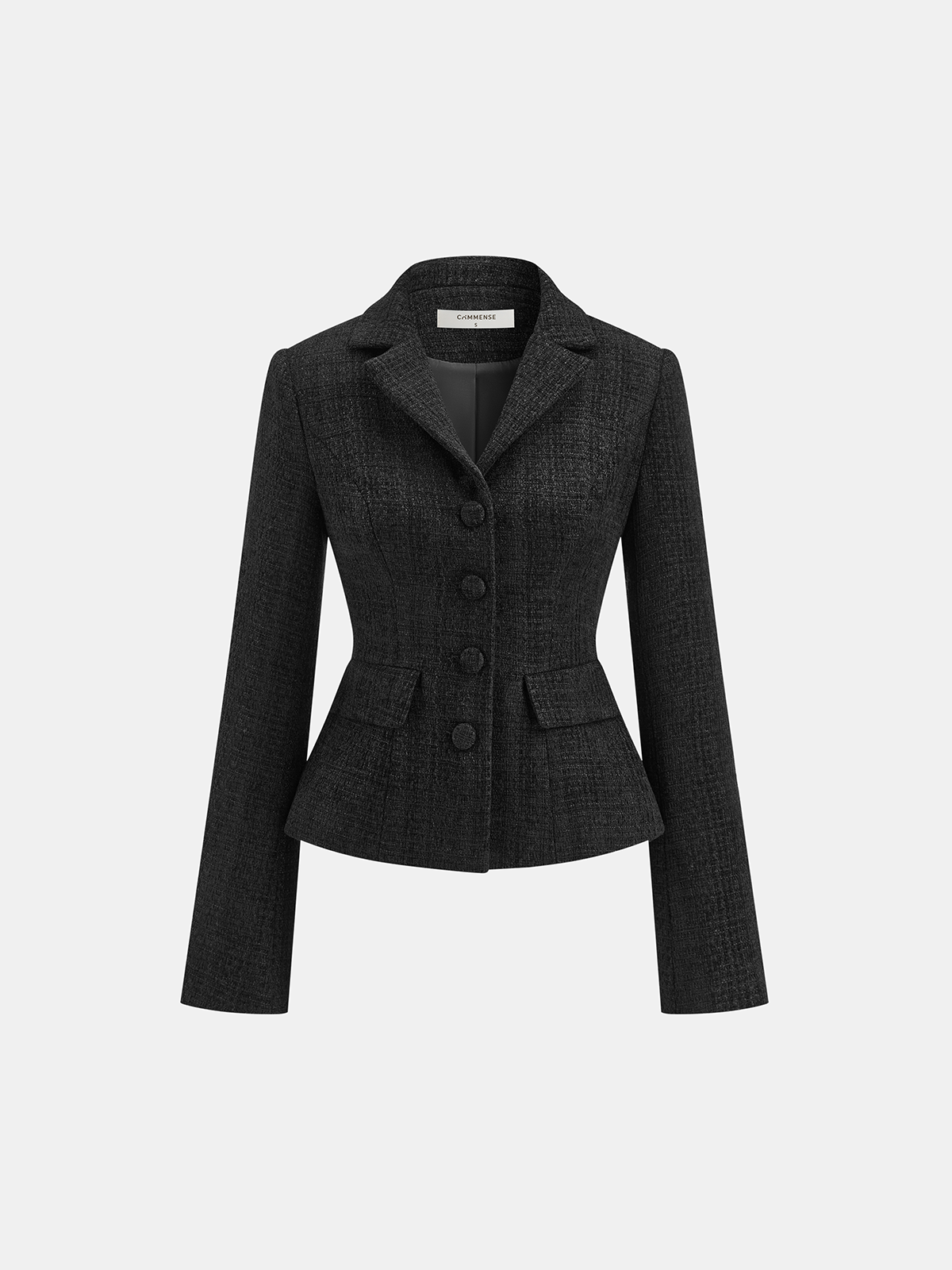 Tweed Fitted Lapel Blazer 0