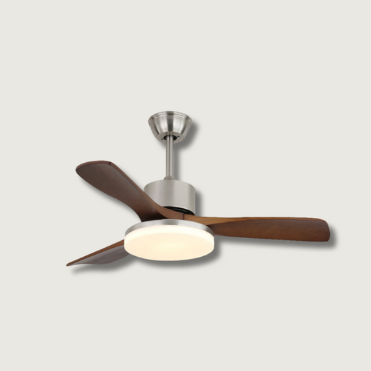 LuxeBreeze - Wooden Ceiling Fan with Subtle Glow and Contemporary Style