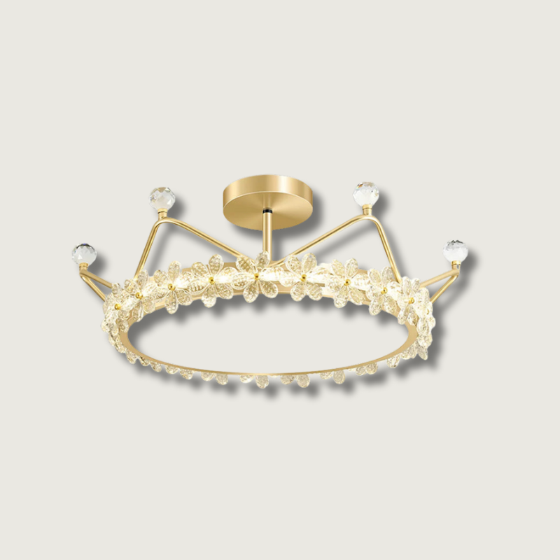 RegalLuxe - Lámpara de Techo con Estilo de Corona y Difusión de Luz Acogedora