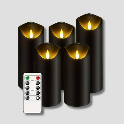 MystiFlame - 5-Piece LED Candle Set with Black Finish