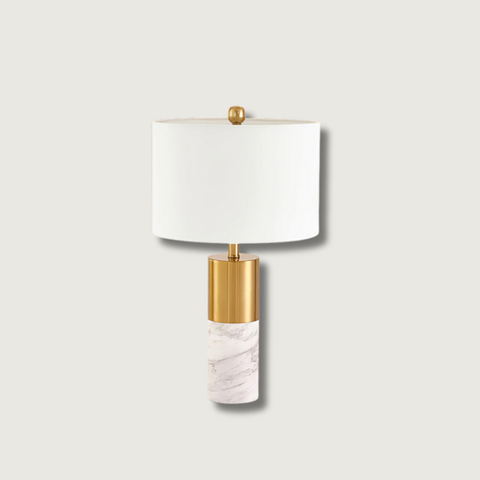 StoneRadiance - Elegant Bordlampe med Marmorbase og Moderne Linjer