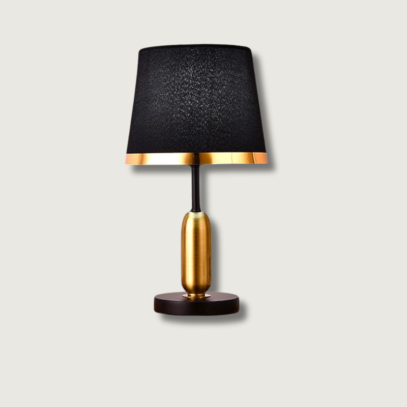 NoirBeam – Lámpara de Mesa Elegante en Oro y Negro para Iluminación Sutil