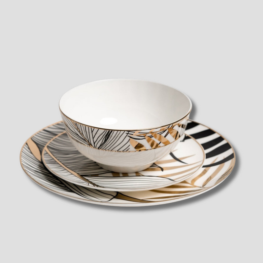 MidnightDine - Juego de Platos Negros de Lujo