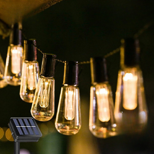 Solar String Lights - Waterproof Retro Edison Bulbs for Outdoor Party Decor
