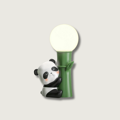 PandaBeam - Lámpara de Mesa con Detalles de Panda e Iluminación Cálida de Bambú