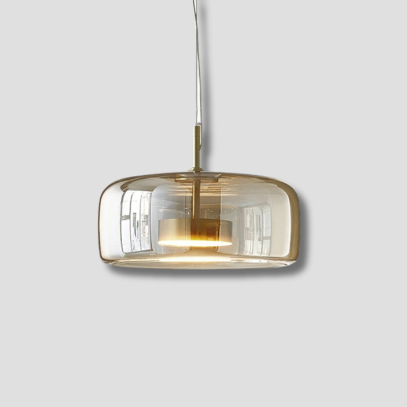 GoldenGlow - Retro Gold LED Pendant Lights in Glass