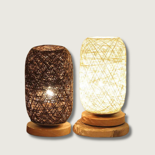 WoodLuxe - Lampa stołowa inspirowana rattanem