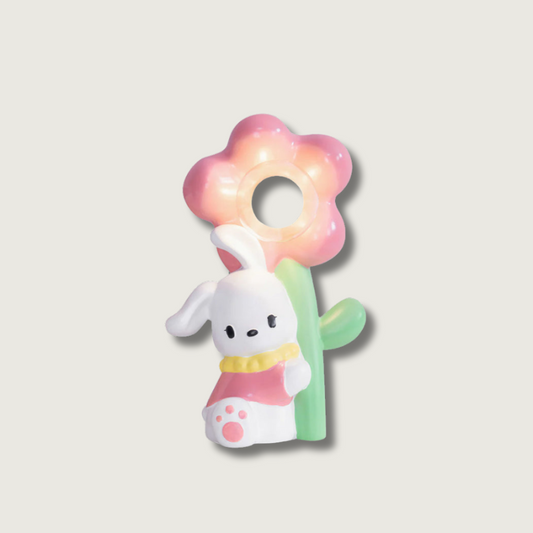 FloraBunny - Lámpara de Mesa con Diseño de Dulce Conejo y Delicada Flor