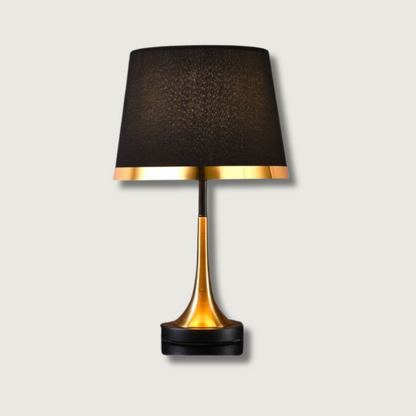GiltGlow – Elegante Lámpara de Mesa Retro en Oro y Negro